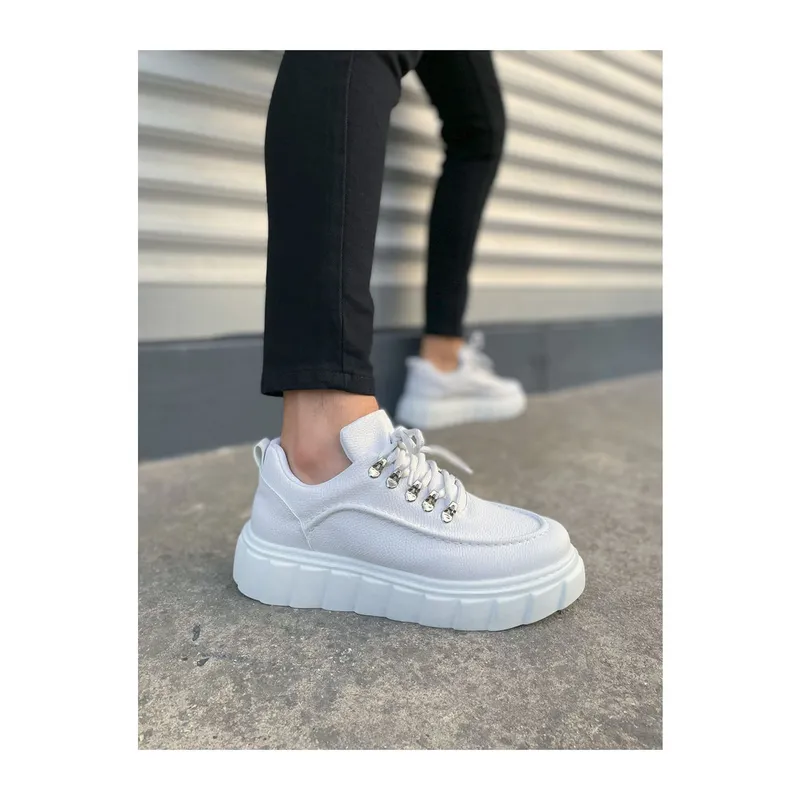 JY010 Cloud Bağcıklı Cilt Erkek Günlük Sneaker Ayakkabı CBT - Beyaz