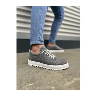 JY152 Cool Bağcıklı Keten Erkek Günlük Spor Klasik Ayakkabı KBT - Gri
