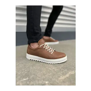 JY152 Cool Bağcıklı Cilt Erkek Günlük Spor Klasik Ayakkabı CBT - Taba
