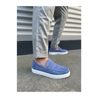 JY180 Estilo X Bağcıksız Süet Erkek Günlük Spor Klasik Ayakkabı SBT - Mavi