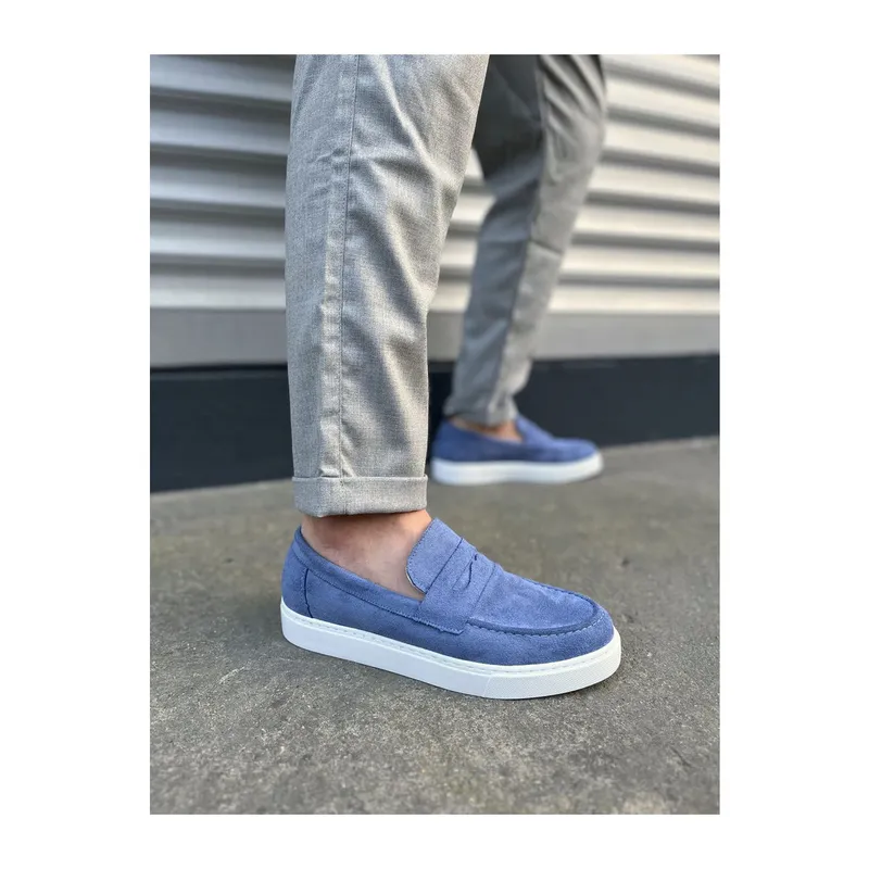JY180 Estilo X Bağcıksız Süet Erkek Günlük Spor Klasik Ayakkabı SBT - Mavi