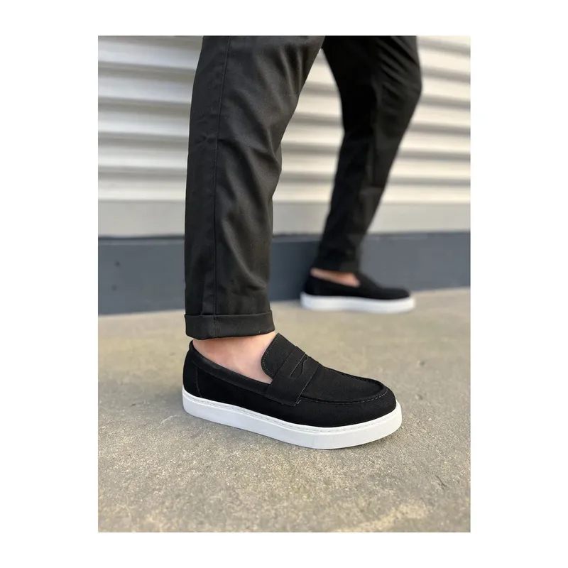JY180 Estilo X Bağcıksız Süet Erkek Günlük Spor Klasik Ayakkabı SBT - Siyah