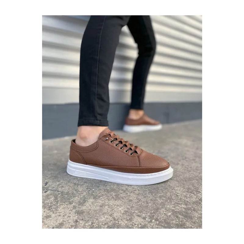 JY0535 Prime Bağcıklı Cilt Erkek Günlük Sneaker Ayakkabı CBT - Taba