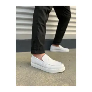 JY180 Estilo X Bağcıksız Cilt Erkek Günlük Spor Klasik Ayakkabı CBT - Beyaz