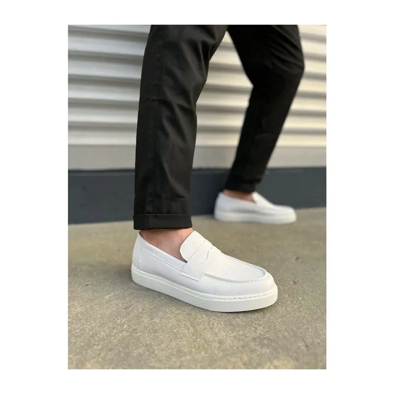 JY180 Estilo X Bağcıksız Cilt Erkek Günlük Spor Klasik Ayakkabı CBT - Beyaz