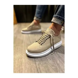 JY914 Drake Bağcıklı Süet Erkek Günlük Sneaker Ayakkabı SBT Krem