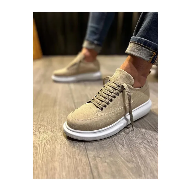 JY914 Drake Bağcıklı Süet Erkek Günlük Sneaker Ayakkabı SBT Krem