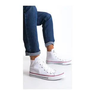 JY0423 AXE Bağcıklı Keten Kumaş Erkek Günlük Sneaker Ayakkabı KBT - Beyaz