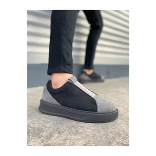 JY007 Alba Bağcıksız Süet Erkek Günlük Sneaker Ayakkabı SST Gri/Siyah
