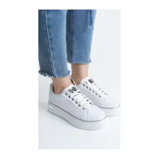 MINA Bağcıklı Ortopedik Taban Kadın Sneaker Spor Ayakkabı CBT - Beyaz/Gümüş