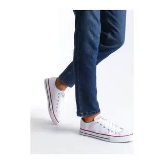 JY0422 Luke Bağcıklı Keten Kumaş Erkek Günlük Sneaker Ayakkabı KBT - Beyaz