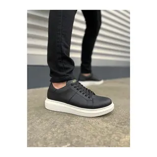 JY151 Boost Bağcıklı Cilt Erkek Günlük Sneaker Ayakkabı CBT - Siyah