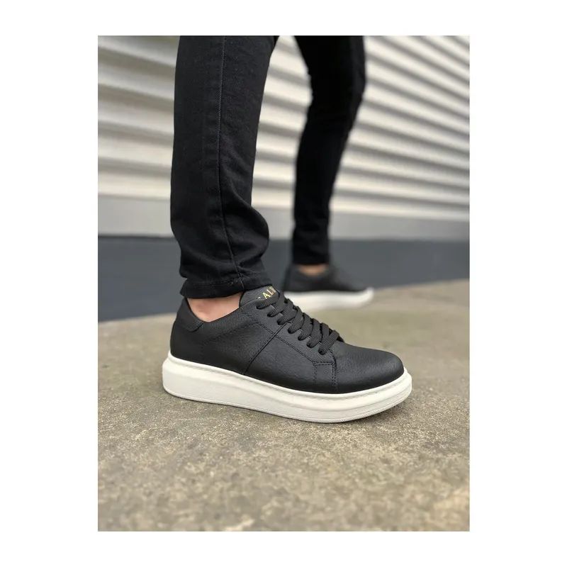 JY151 Boost Bağcıklı Cilt Erkek Günlük Sneaker Ayakkabı CBT - Siyah