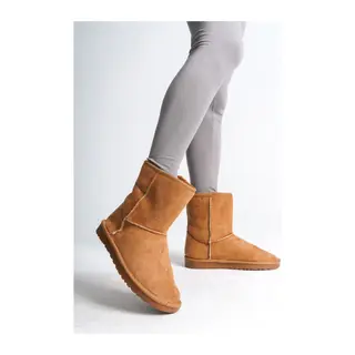SELINA Bağcıksız Düz Taban İçi Kürklü Süet Kadın Bot STT - Taba