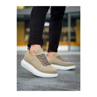 JY814 Axel Bağcıklı Süet Erkek Günlük Sneaker Ayakkabı SBT Krem
