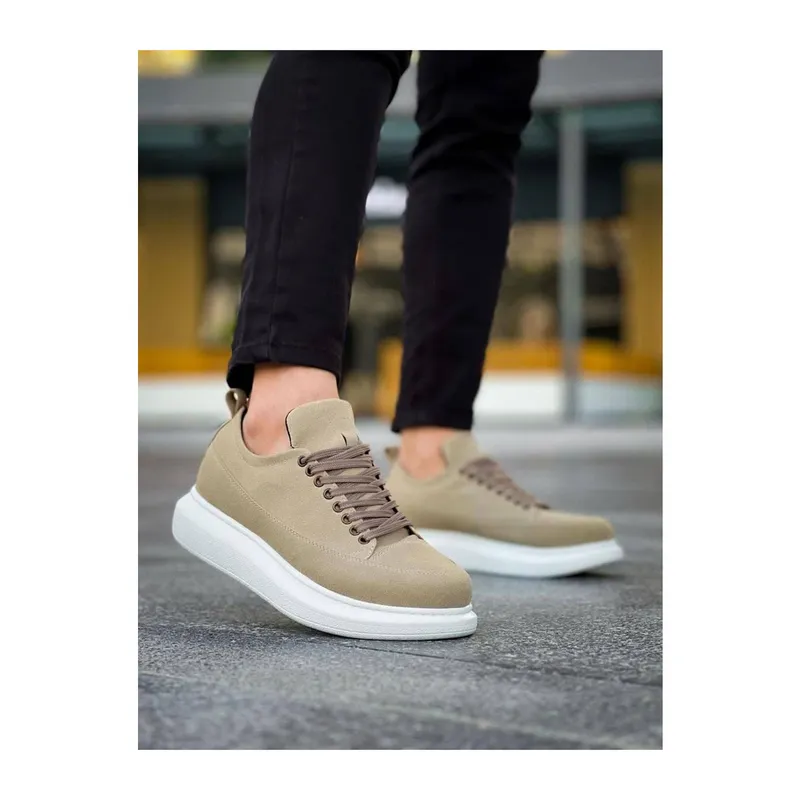 JY814 Axel Bağcıklı Süet Erkek Günlük Sneaker Ayakkabı SBT Krem