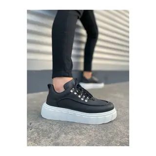 JY010 Cloud Bağcıklı Cilt Erkek Günlük Sneaker Ayakkabı CBT - Siyah