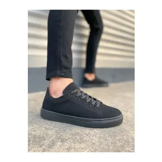 JY122 Mode Bağcıklı Süet Erkek Günlük Sneaker Ayakkabı SST - Siyah