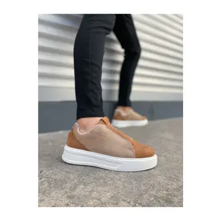 JY007 Alba Bağcıksız Süet Erkek Günlük Sneaker Ayakkabı SBT Taba/Vizon