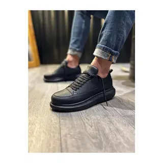 JY914 Drake Bağcıklı Cilt Erkek Günlük Sneaker Ayakkabı CST Siyah
