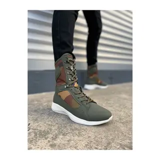 JY799 Verton Bağcıklı Ortopedik Taban Günlük Cilt Erkek Askeri Postal Bot CBT Haki