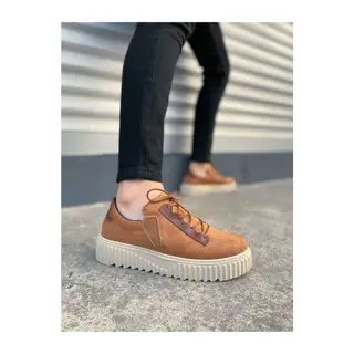 JY502 Bold Bağcıklı Süet Erkek Günlük Sneaker Ayakkabı SKT - Taba