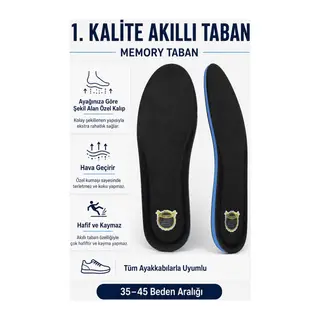 JY001 Memory Foam Hafızalı Darbe Emici Konforlu Ayakkabı Tabanlığı (Kadın/Erkek) Siyah