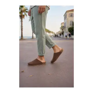 JY0556 Ravn Bağcıksız Hakiki Süet Deri Erkek Günlük Mantar Taban Loafer Klasik Ayakkabı HDMT - Kahve