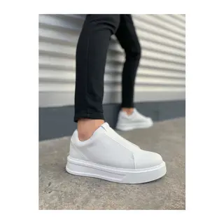 JY007 Alba Bağcıksız Cilt Erkek Günlük Sneaker Ayakkabı CBT Beyaz