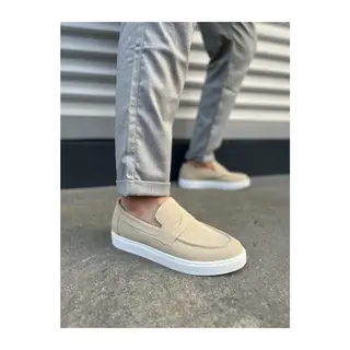 JY180 Estilo X Bağcıksız Süet Erkek Günlük Spor Klasik Ayakkabı SBT - Krem