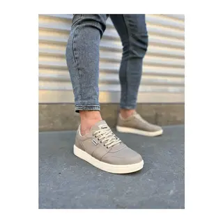 JY0118 REX Bağcıklı Keten Kumaş Erkek Günlük Sneaker Ayakkabı KKT - Bej