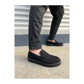 JY180 Estilo X Bağcıksız Süet Erkek Günlük Spor Klasik Ayakkabı SST - Siyah
