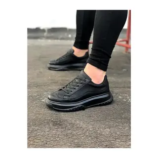 JY507 Alone Bağcıklı Cilt Erkek Günlük Sneaker Ayakkabı CST Siyah
