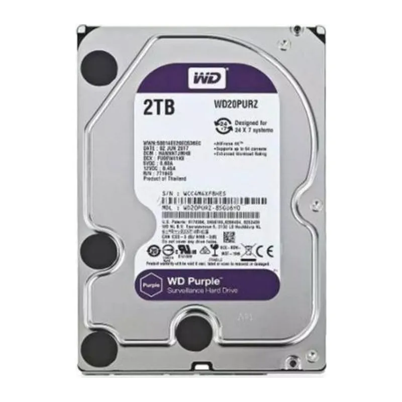 GV HD 2TB WD 3.5 PURPLE SATA3 5400RPM 64MB 7/24 GUVENLIK WD23PURZ (3 YIL RESMI DIST GARANTILI)