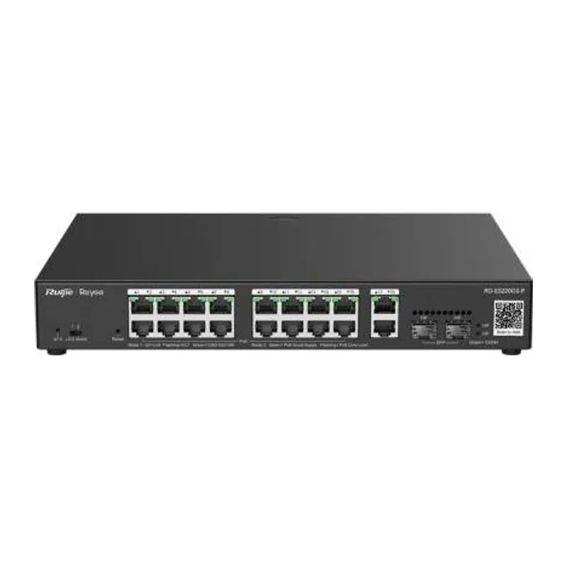 RUIJIE REYEE RG-ES220GS-P 16 PORT GIGABIT+2XGB RJ45/SFP UPLINK CLOUD L2 YÖNETİLEBİLİR 250W POE RACKMOUNT SWITCH