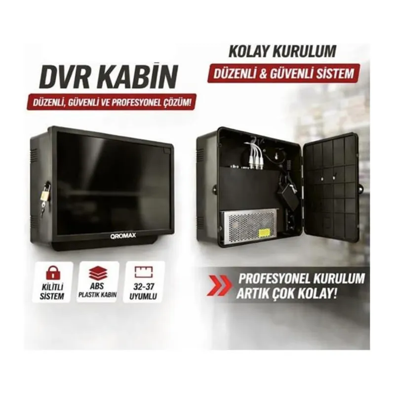 ASMA KİLİTLİ MONİTÖR ASKILI SERT PLASTİK DVR BOX KABİN (37 X 32 X 11 CM)