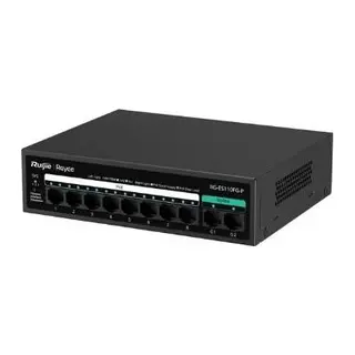 REYEE RG-ES110FG-P 10 PORT 10/100 FAST ETHERNET, TAK ÇALIŞTIR SWITCH, 2 GIGABIT UPLINK, 8 PORT POE+ (110W)