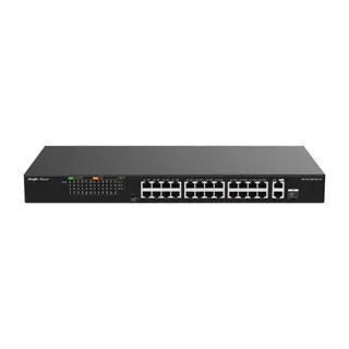 REYEE RG-ES126FGS-LP 26 PORTLU, 10/100 FAST ETHERNET, TAK ÇALIŞTIR SWITCH, 2 GIGABIT UPLINK, 1 GIGABIT COMBO, 24 PORT POE+ (180W)