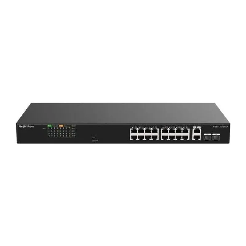 REYEE RG-ES118FGS-LP 18 PORT 10/100 FAST ETHERNET, TAK ÇALIŞTIR SWITCH, 2 GIGABIT COMBO, 16 PORT POE+ (120W)
