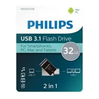 PHILIPS 2'SI 1 ARADA USB 3.1 - USB-C 32GB GECE SIYAHI