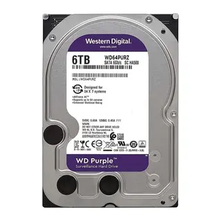 WD PURPLE, WD64PURZ, 3.5", 6TB, 256Mb, 5400 Rpm, 7/24 Güvenlik, HDD (Türkiye Distribütörü Garantili)