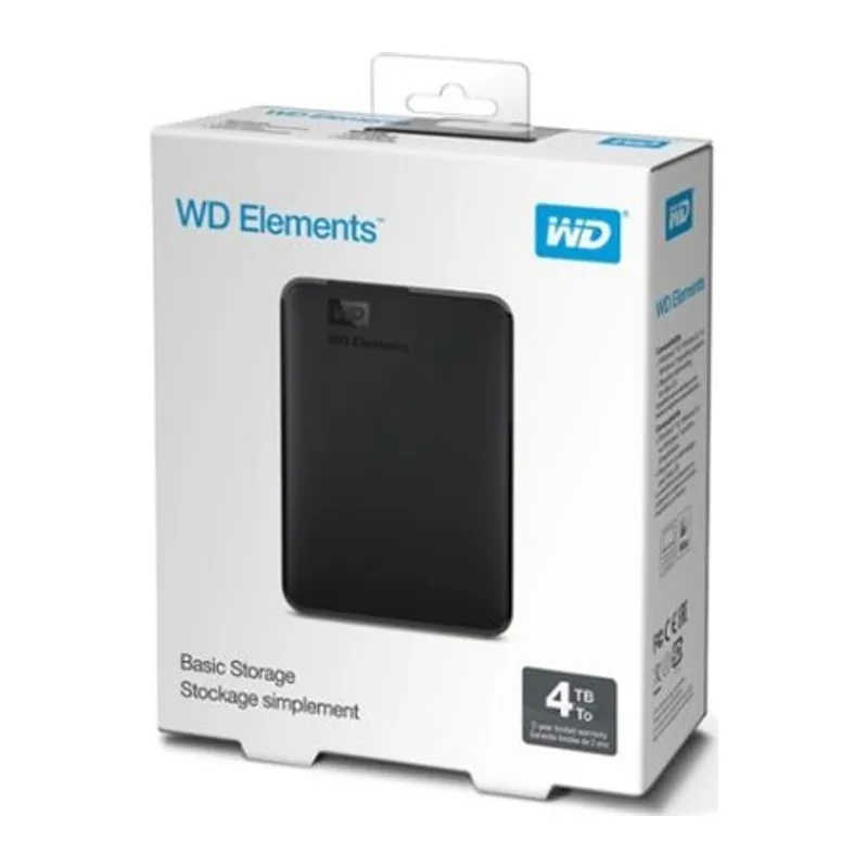 WD WDBU6Y0040BBK-WESN, Elements, 4TB, 2.5", USB3.0, Taşınabilir, Harici HDD, Siyah (Türkiye Distribütörü Garantili)