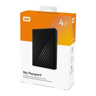 WD WDBPKJ0040BBK-WESN, MyPassport 4TB 2,5" USB3.2, Taşınabilir, Harici HDD, Siyah, (Türkiye Distribütörü Garantili)