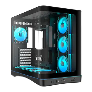 SAMA V62BK Black, B850BK 850W, 80+ Bronze, PCIE 5.1, ATX3.1, Tempered Glass Panel, Panoramic Tasarım, Type-C, 7x120mm ARGB INFINITY Fan, ATX, GAMING KASA