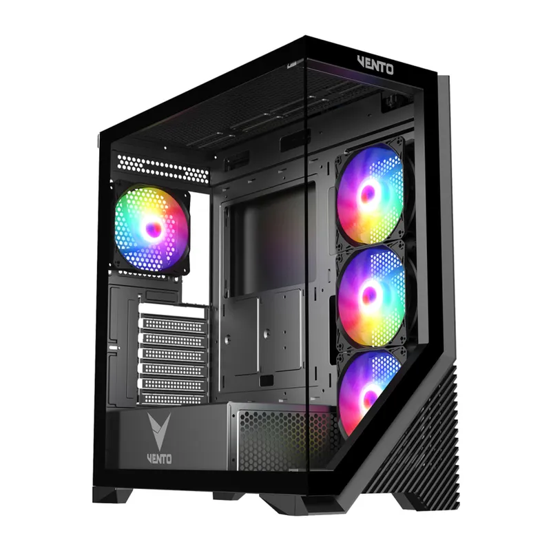 VENTO VG4202FL, 850W, 80 Plus, Siyah, Temperli Cam, RGB, ATX, Akvaryum Tipi, GAMING KASA
