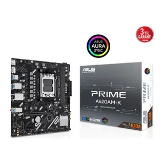 ASUS PRIME A620AM-K, 2xDDR5, 1x M.2, DP, HDMI, AM5 Soket Anakart