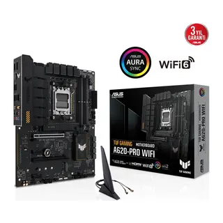 ASUS TUF GAMING A620-PRO WIFI, 4xDDR5, 2x M.2, HDMI, DP, Type-C, AM5 Soket GAMING Anakart