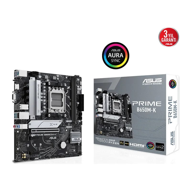 ASUS PRIME B650M-K, 2xDDR5, 2x M.2, D-SUB, HDMI, AM5 Soket Anakart