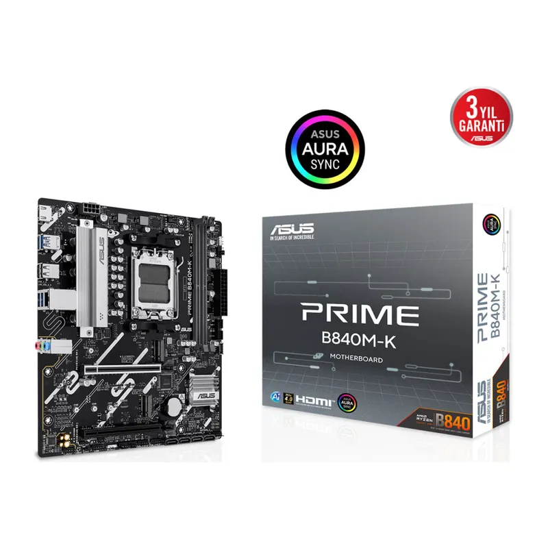 ASUS PRIME B840M-K, 8000MHz, 2xDDR5, 2x M.2, HDMI, AM5 Soket Anakart
