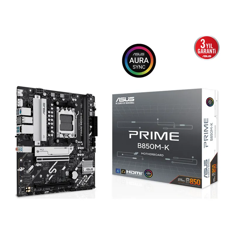 ASUS PRIME B850M-K, 2xDDR5, 2x M.2, DP, HDMI, AM5 Soket Anakart